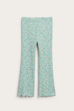 Blommiga flare leggings i bomullstrikå