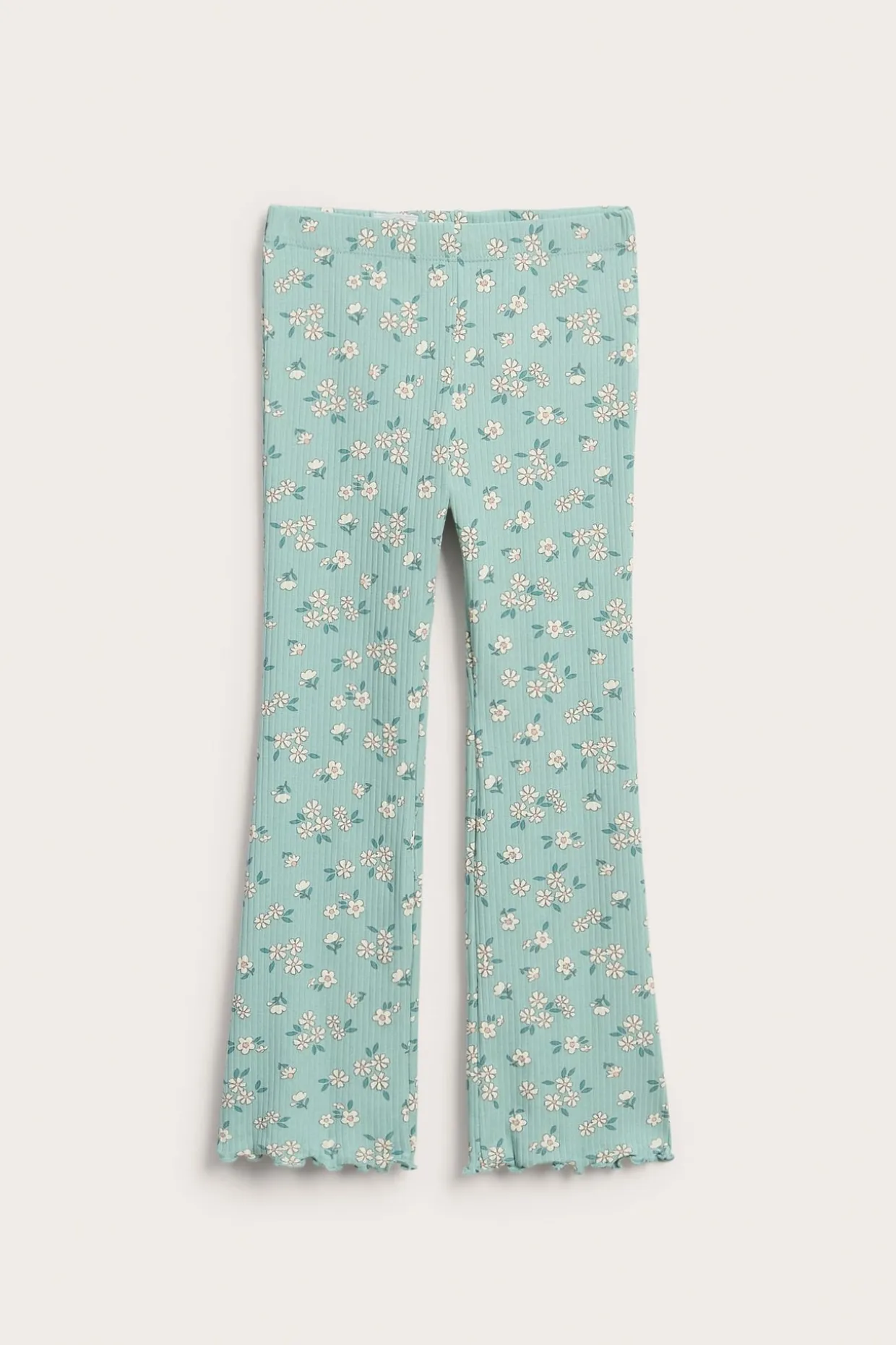 Blommiga flare leggings i bomullstrikå