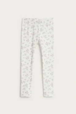 Blommiga leggings i bomullstrikå