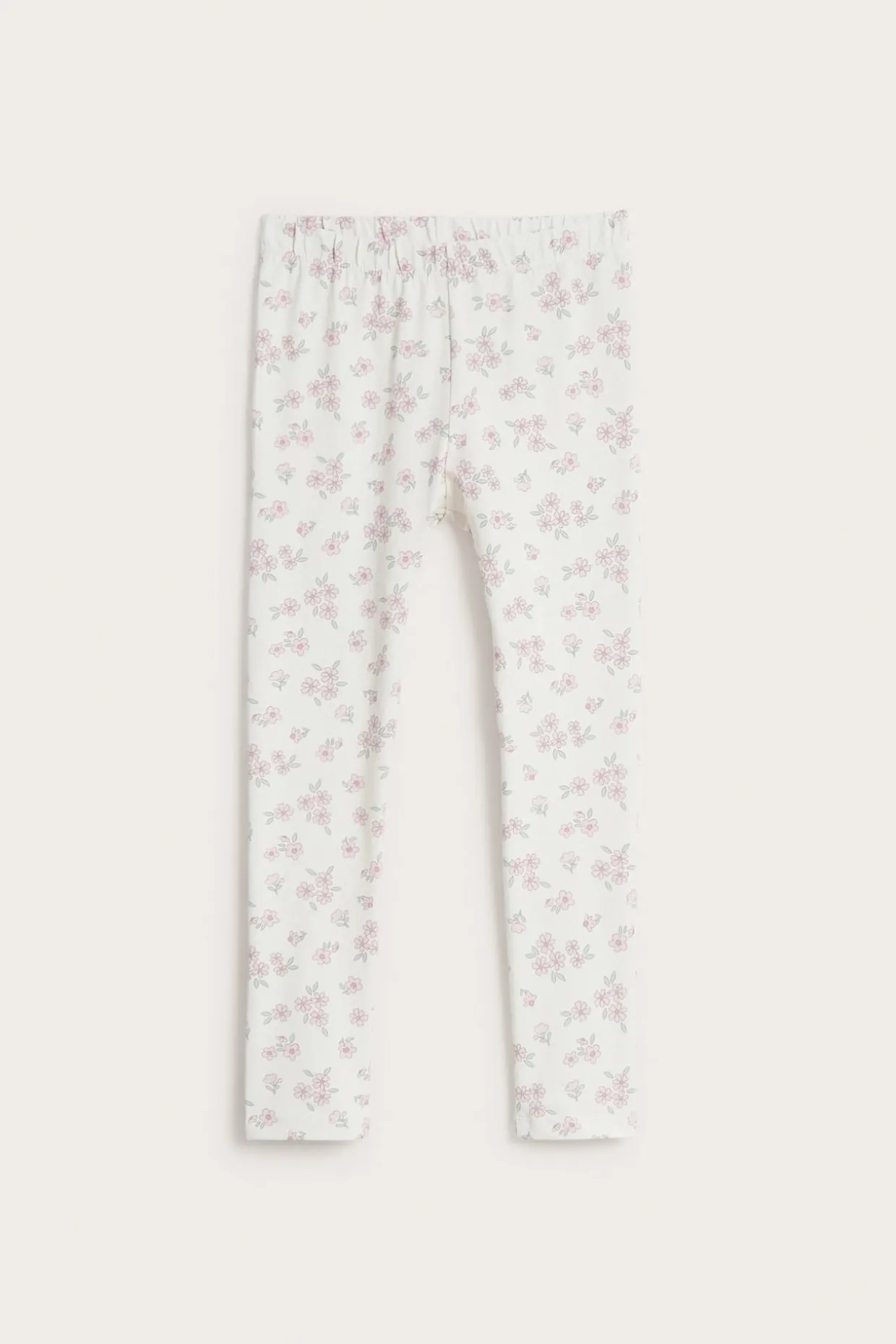Blommiga leggings i bomullstrikå