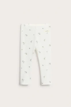 Blommiga leggings i ribbtrikå