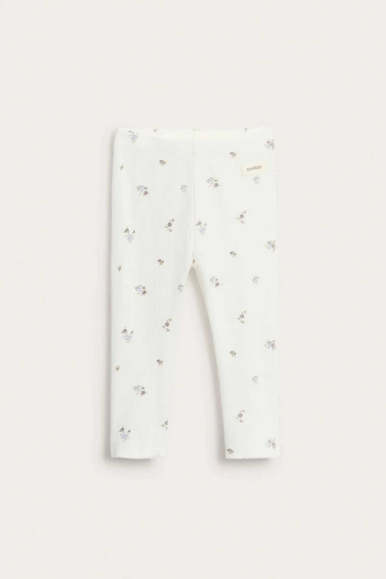Blommiga leggings i ribbtrikå