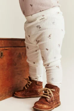Blommiga leggings i ribbtrikå
