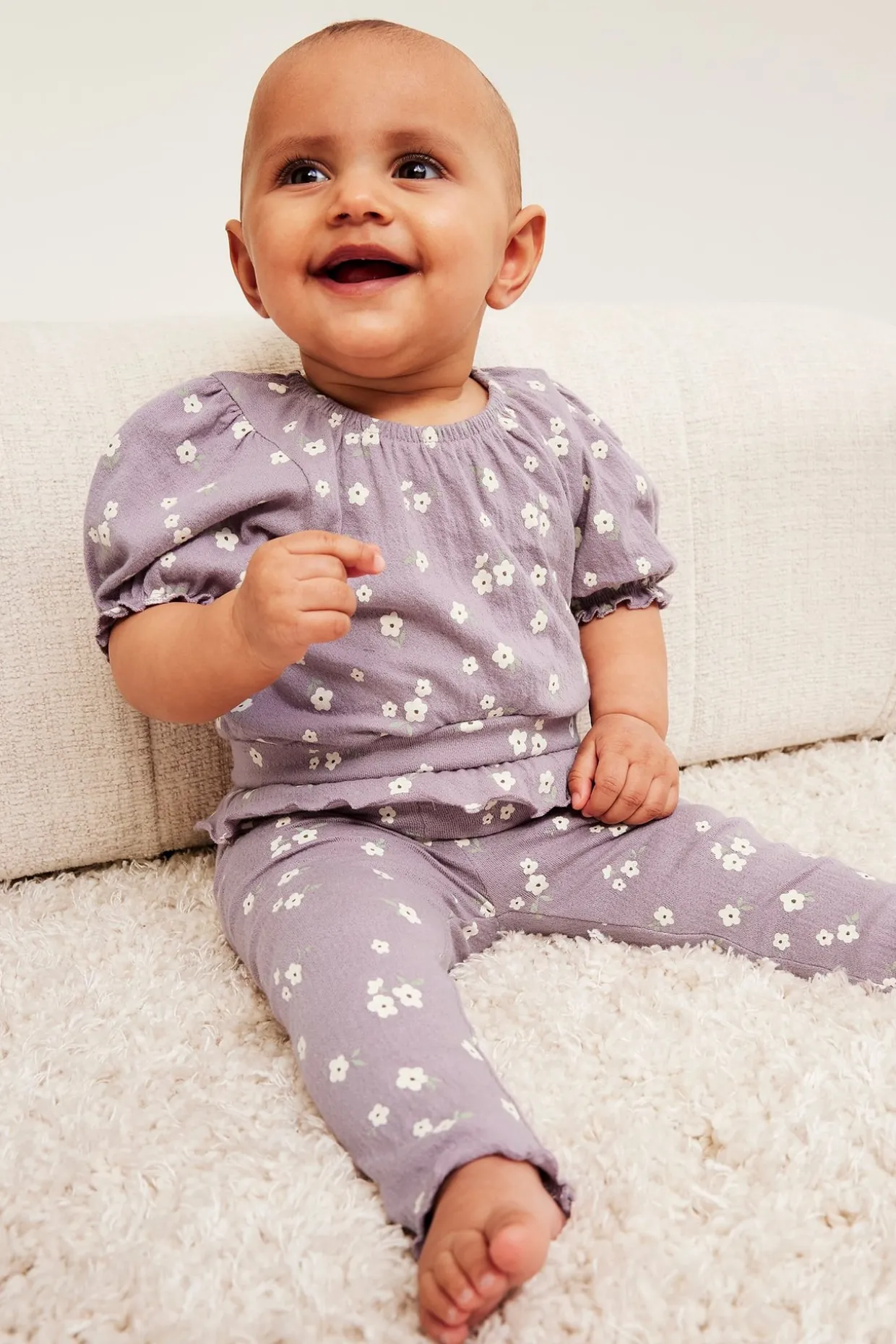 Blommiga leggings med volang