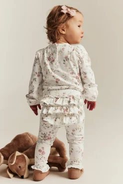 Blommiga leggings med volanger