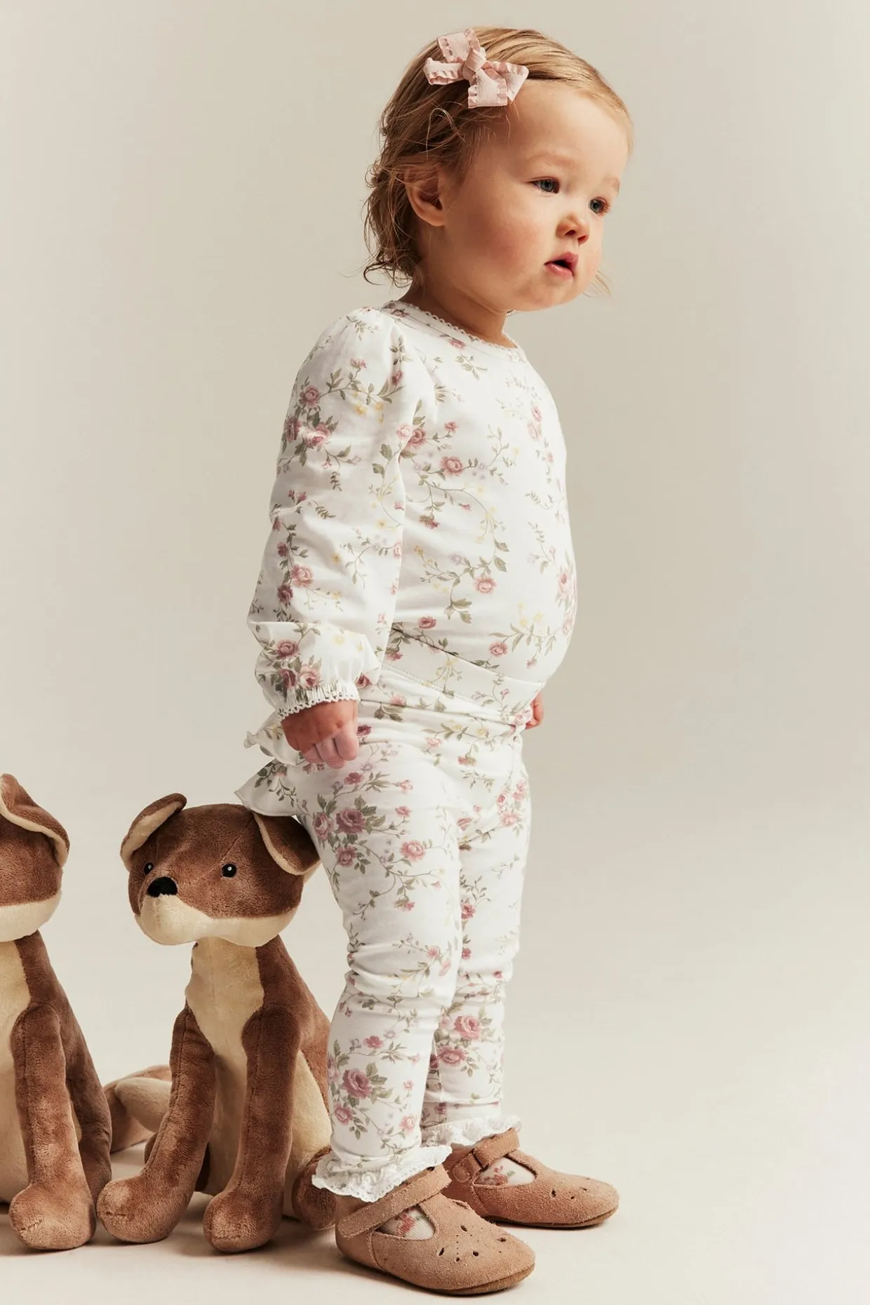 Blommiga leggings med volanger