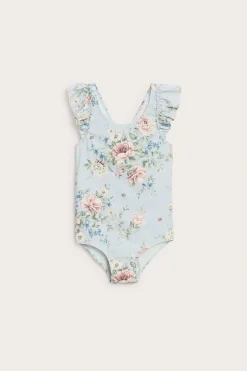 Blommig baddräkt med rosett
