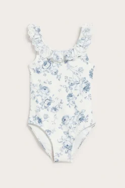 Blommig baddräkt med volang