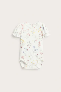Blommig body med puffärm