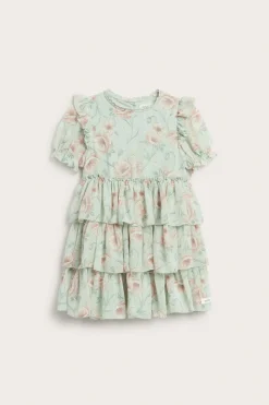 Blommig chiffongklänning