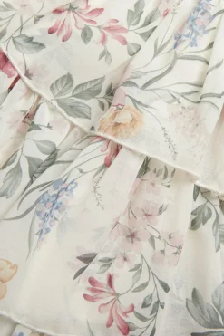 Blommig chiffongklänning