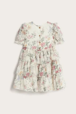 Blommig chiffongklänning