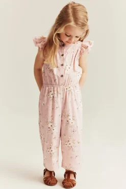 Blommig jumpsuit med volang