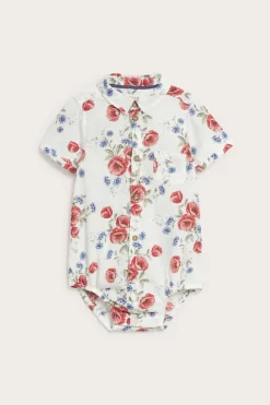 Blommig kortärmad skjortbody