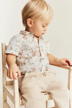 Blommig kortärmad skjortbody