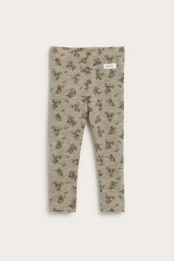 Blommig leggings i merinoull