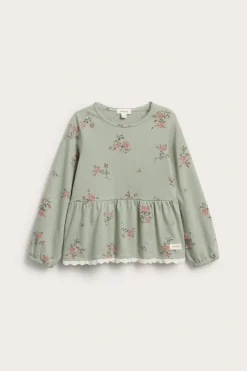 Blommig långärmad peplumtopp