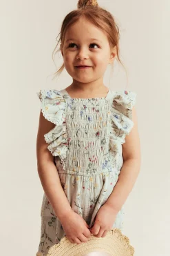 Blommig vävd jumpsuit