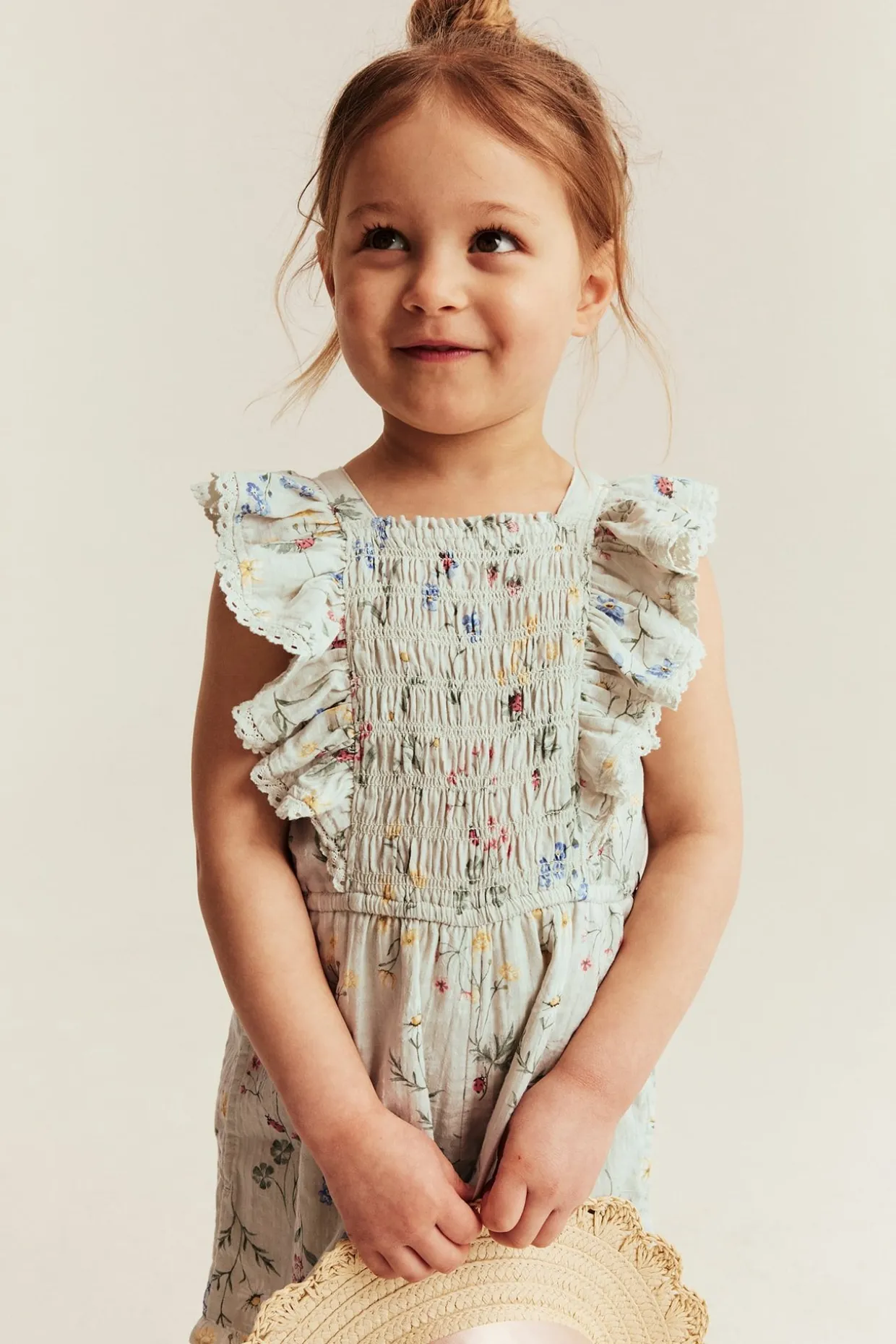 Blommig vävd jumpsuit