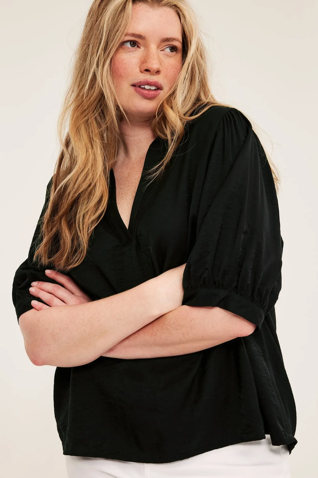 Blus med puffärm
