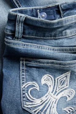 Bootcut jeans low waist med broderade bakfickor