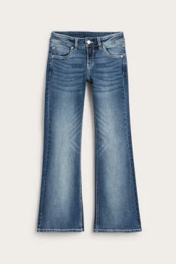 Bootcut jeans low waist med broderade bakfickor
