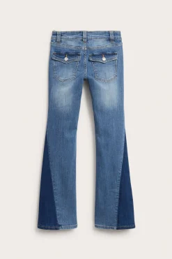 Bootcut jeans low waist med tvåfärgade ben