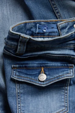 Bootcut jeans low waist med tvåfärgade ben