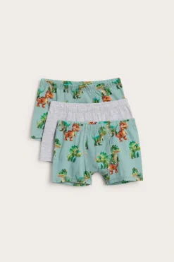 Boxerkalsonger med dinosaurer 3-pack i bomullstrikå