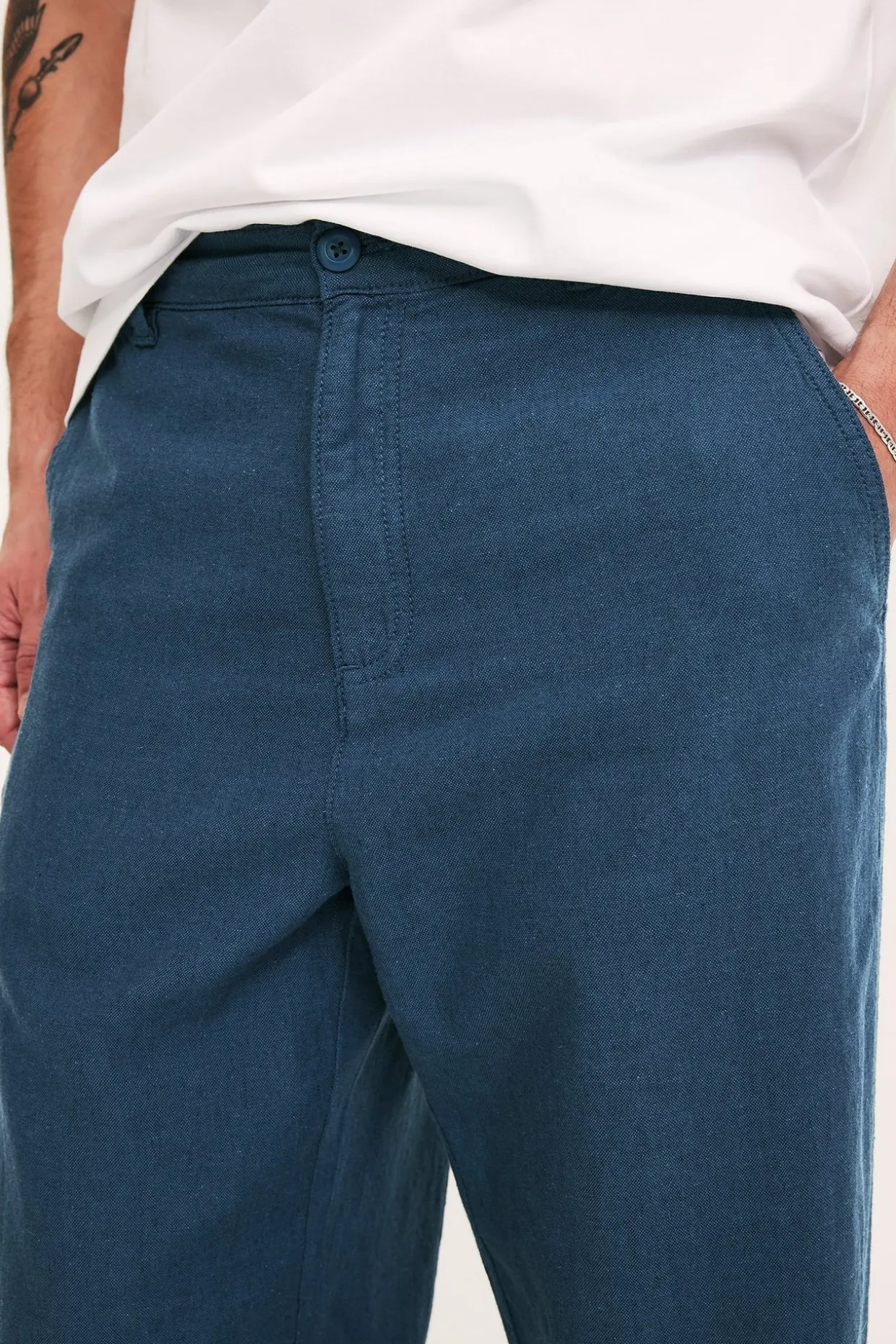 Byxa i linnemix regular fit