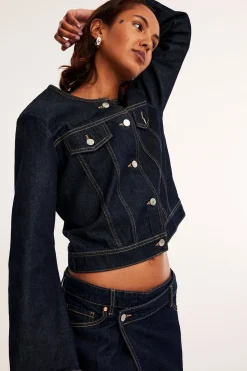 Croppad jeansjacka