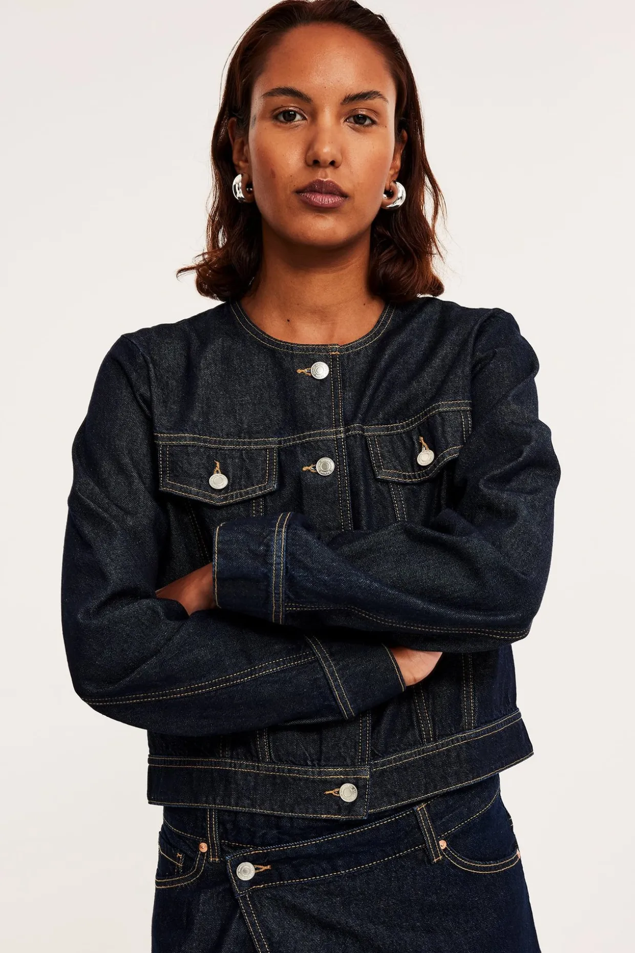 Croppad jeansjacka