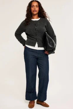 Cropped straight jeans high waist