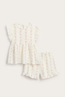 2-delat blommigt muslinset
