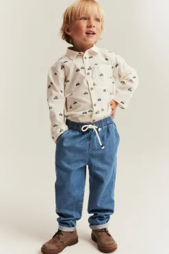 Denimbyxor med dragsko