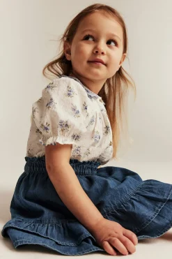 Denimkjol med volang