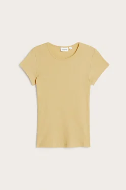 Figurnära ribbad t-shirt i bomull