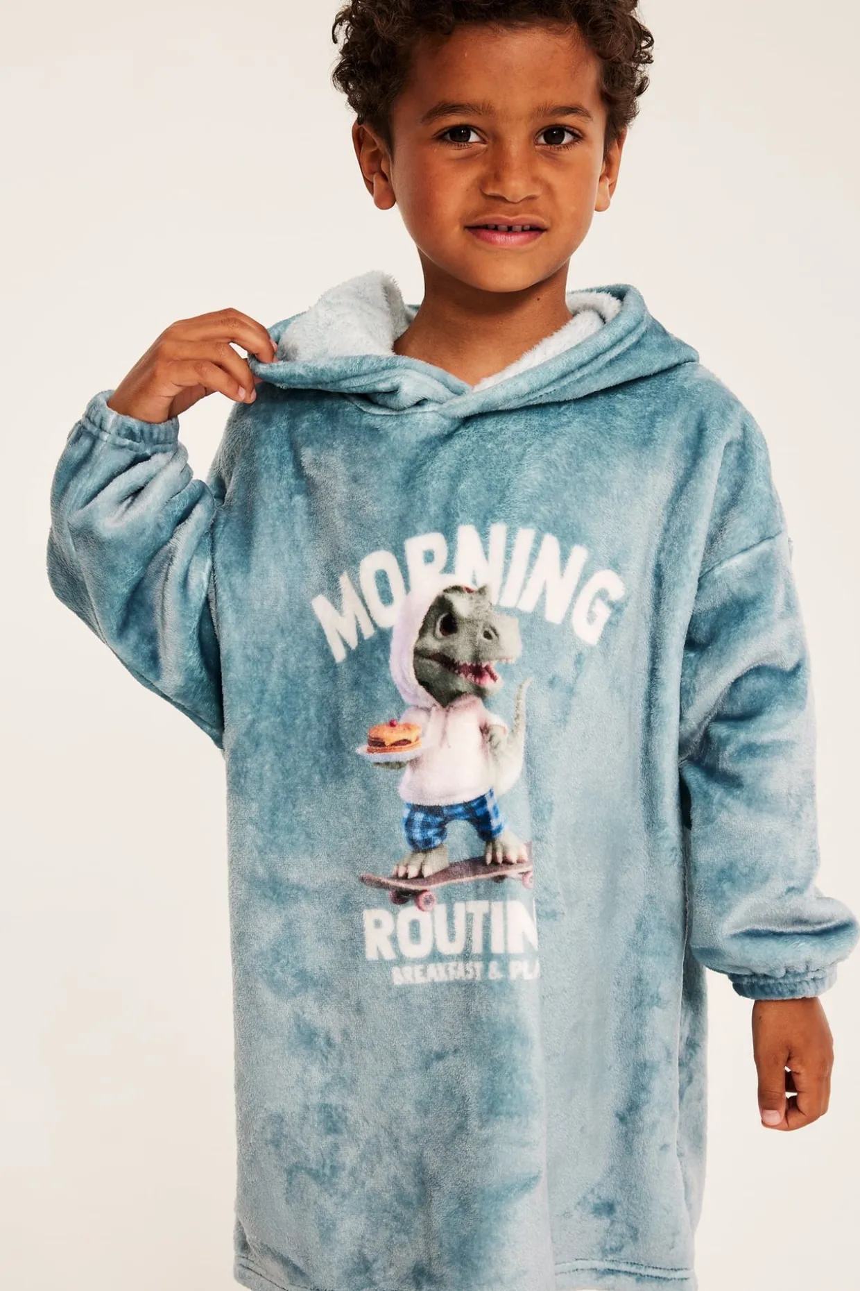 Fleecehoodie med krokodilmotiv