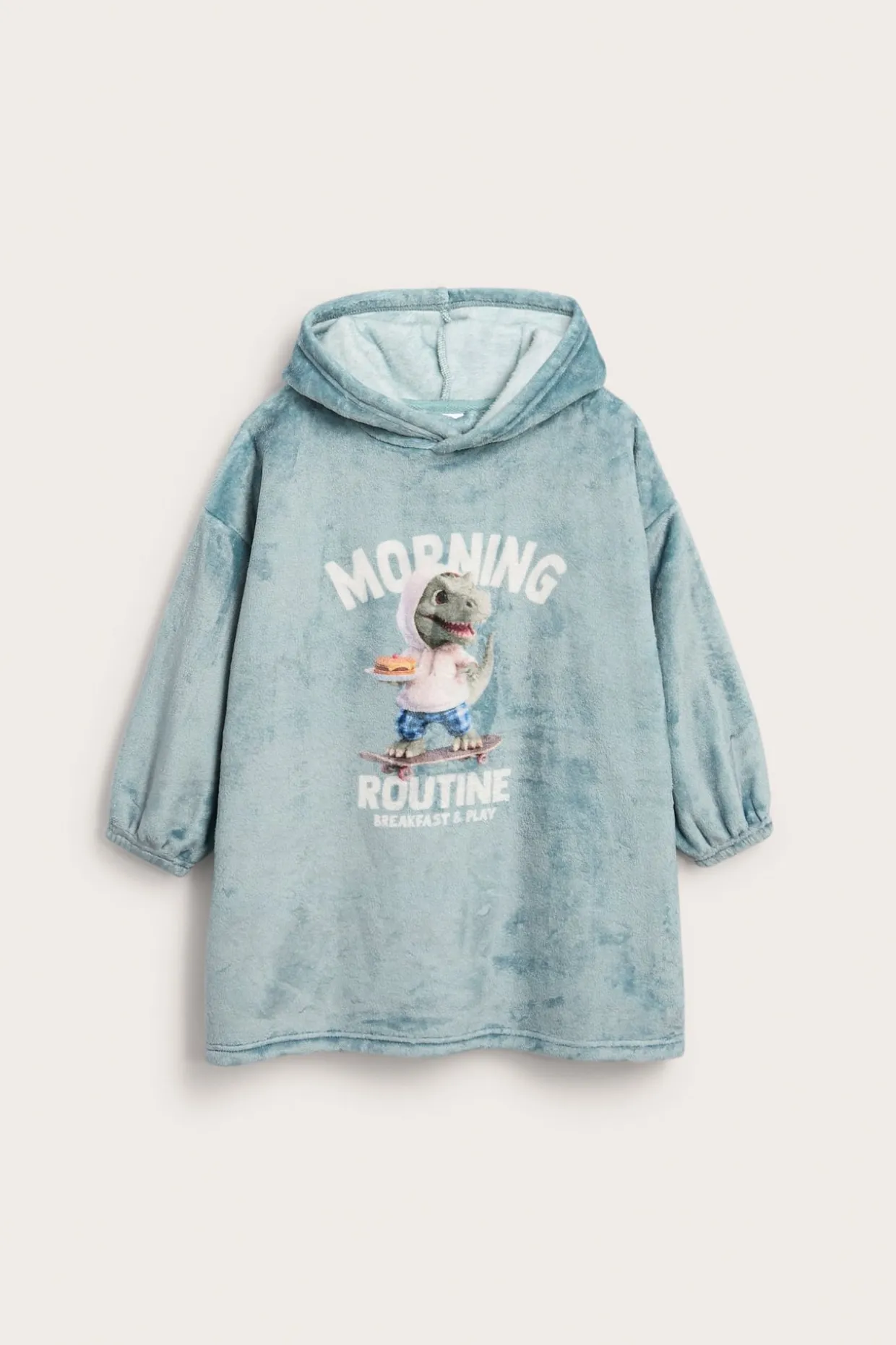 Fleecehoodie med krokodilmotiv