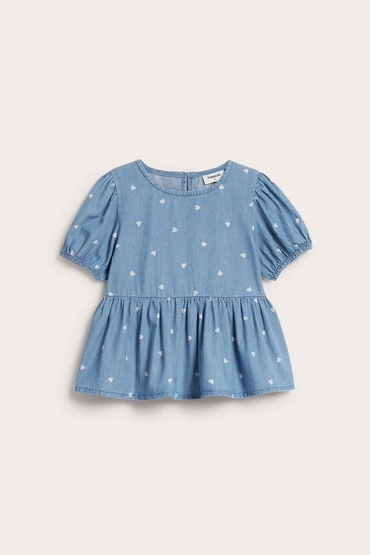 Hjärtmönstrad blus i mjuk denim