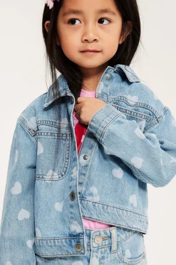 Hjärtmönstrad jeansjacka