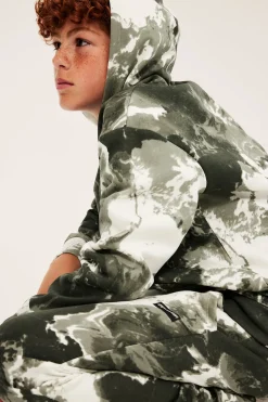Hoodie med marmortryck