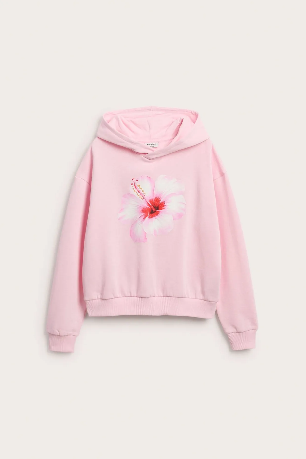 Hoodie med print av hibiskusblomma