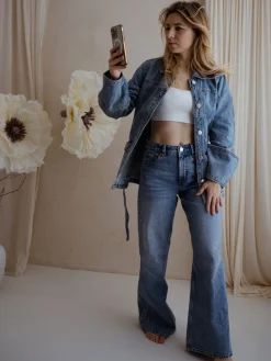 Jeansjacka med bälte