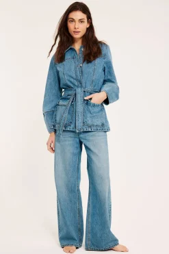 Jeansjacka med bälte