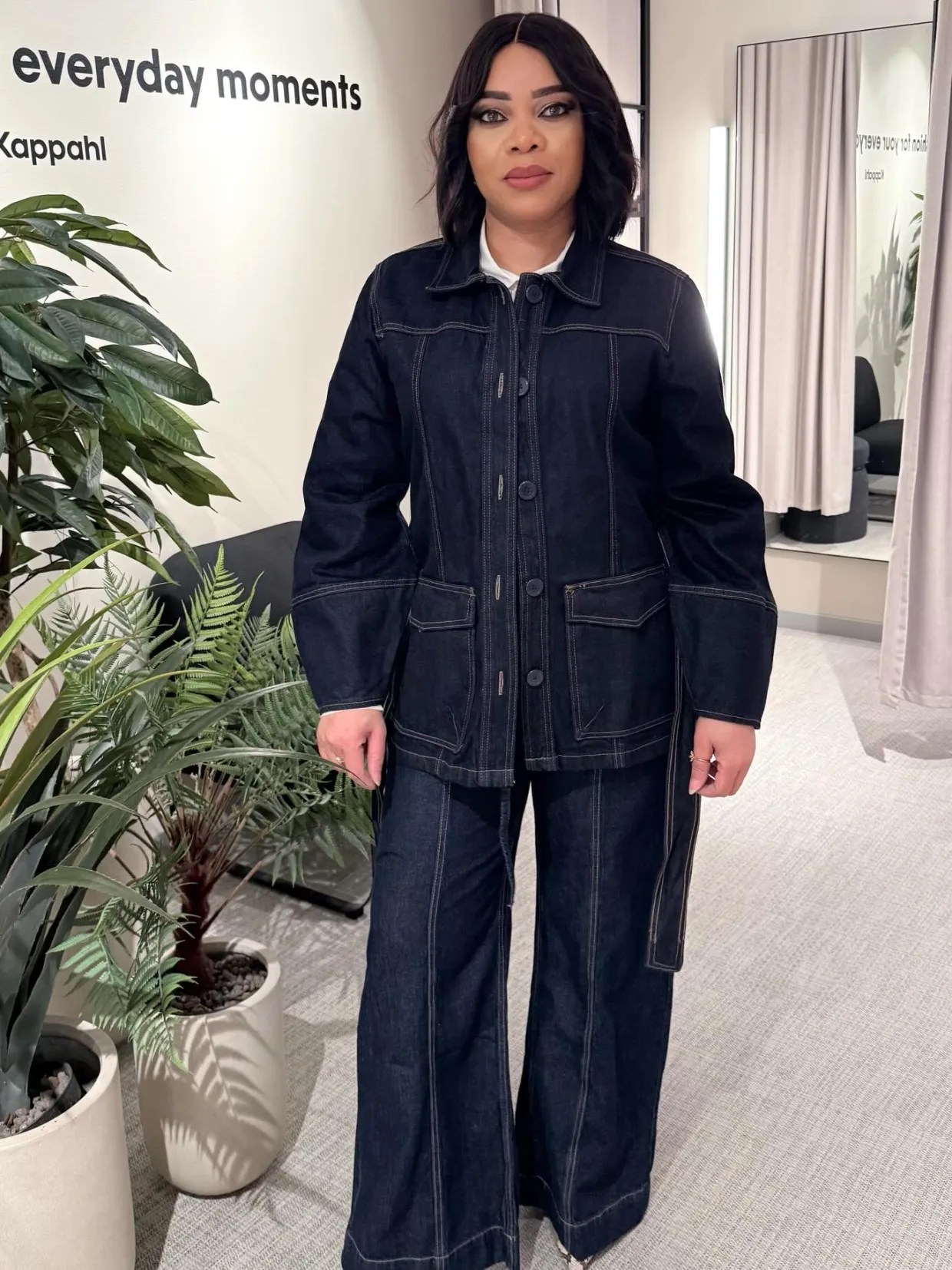 Jeansjacka med bälte