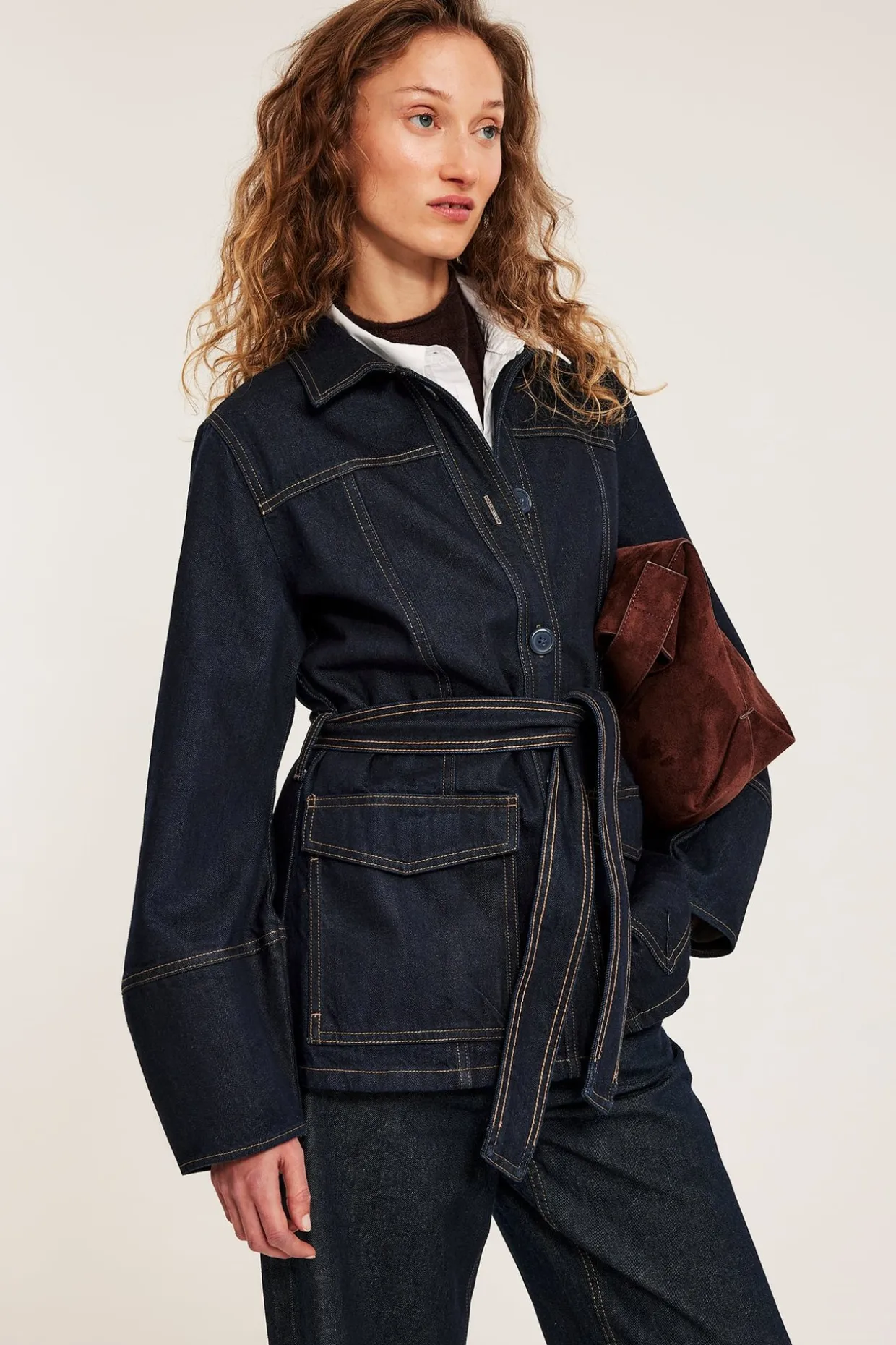 Jeansjacka med bälte