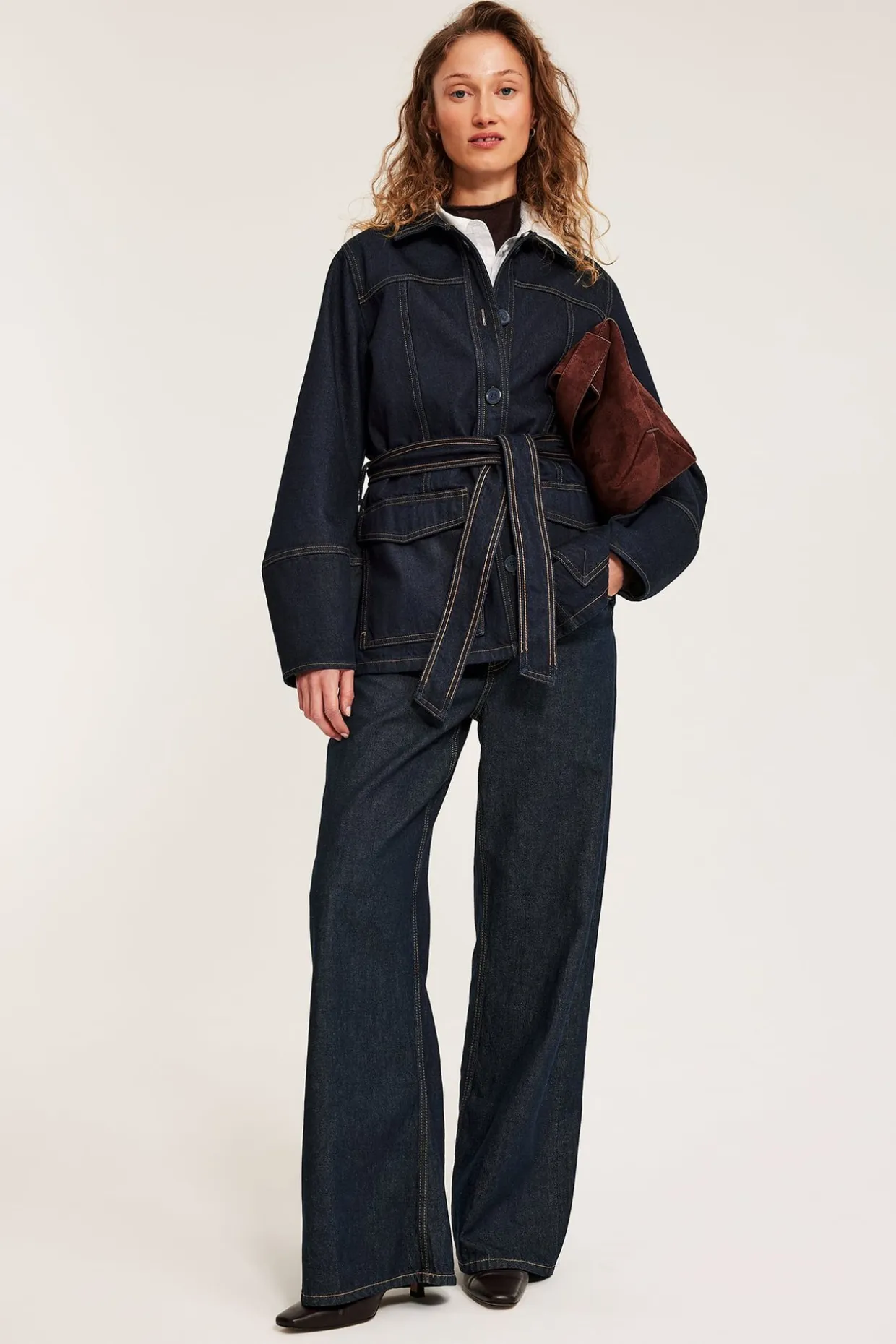 Jeansjacka med bälte