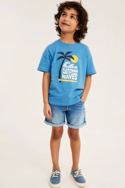 Jeansshorts i denimtrikå