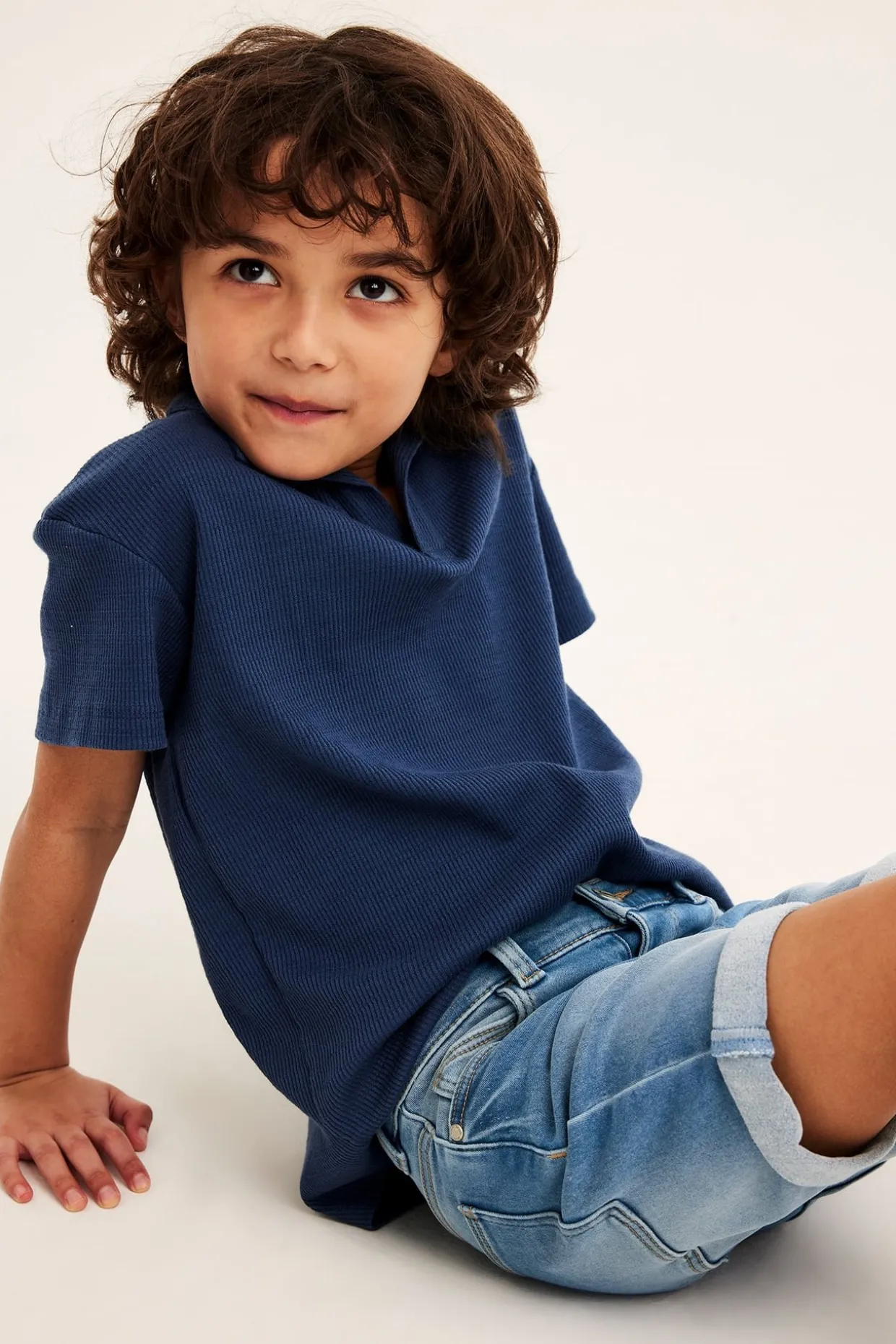 Jeansshorts i denimtrikå